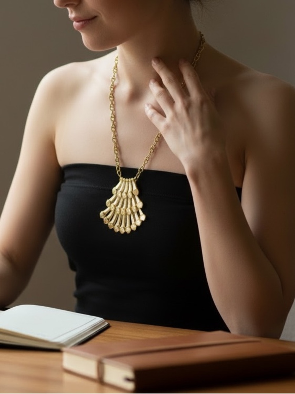 Vintage 1970 Napier PIPES of PAN- Gold-Tone Color Necklace